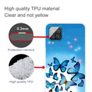 For Samsung Galaxy A12 Shockproof Painted Transparent TPU Protective Case(Blue Butterfly)