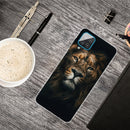 For Samsung Galaxy A12 Shockproof Painted Transparent TPU Protective Case(Yellow Lion)