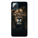 For Samsung Galaxy A12 Shockproof Painted Transparent TPU Protective Case(Yellow Lion)