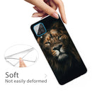 For Samsung Galaxy A12 Shockproof Painted Transparent TPU Protective Case(Yellow Lion)