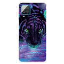 For Samsung Galaxy A12 Shockproof Painted Transparent TPU Protective Case(Purple Tiger)