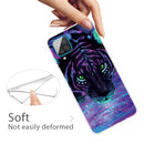 For Samsung Galaxy A12 Shockproof Painted Transparent TPU Protective Case(Purple Tiger)