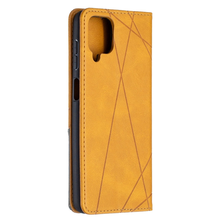 For Samsung Galaxy A12 Prismatic Invisible Magnetic Horizontal Flip Leather Case with Holder & Card Slots & Photo Frame(Yellow)