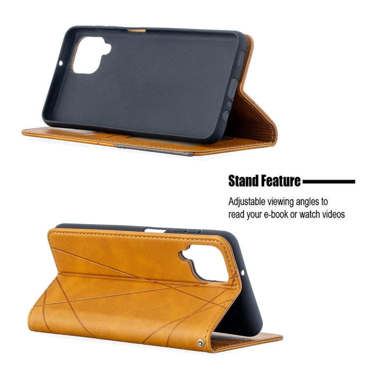 For Samsung Galaxy A12 Prismatic Invisible Magnetic Horizontal Flip Leather Case with Holder & Card Slots & Photo Frame(Yellow)