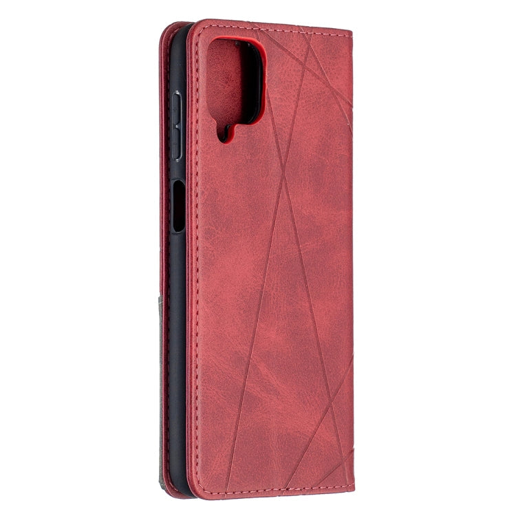 For Samsung Galaxy A12 Prismatic Invisible Magnetic Horizontal Flip Leather Case with Holder & Card Slots & Photo Frame(Red)