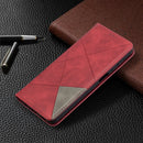 For Samsung Galaxy A12 Prismatic Invisible Magnetic Horizontal Flip Leather Case with Holder & Card Slots & Photo Frame(Red)