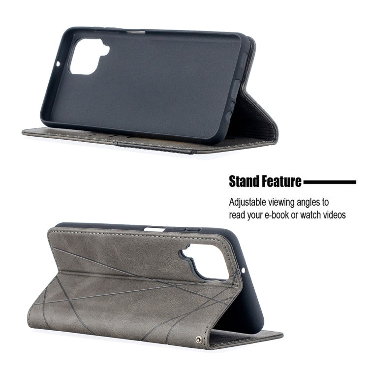 For Samsung Galaxy A12 Prismatic Invisible Magnetic Horizontal Flip Leather Case with Holder & Card Slots & Photo Frame(Grey)