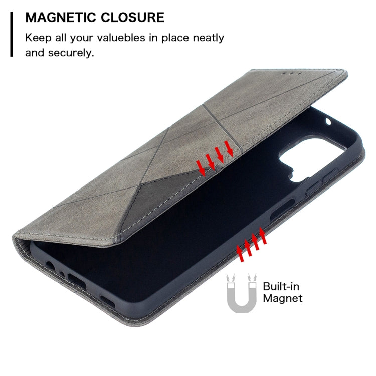 For Samsung Galaxy A12 Prismatic Invisible Magnetic Horizontal Flip Leather Case with Holder & Card Slots & Photo Frame(Grey)
