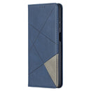For Samsung Galaxy A12 Prismatic Invisible Magnetic Horizontal Flip Leather Case with Holder & Card Slots & Photo Frame(Blue)