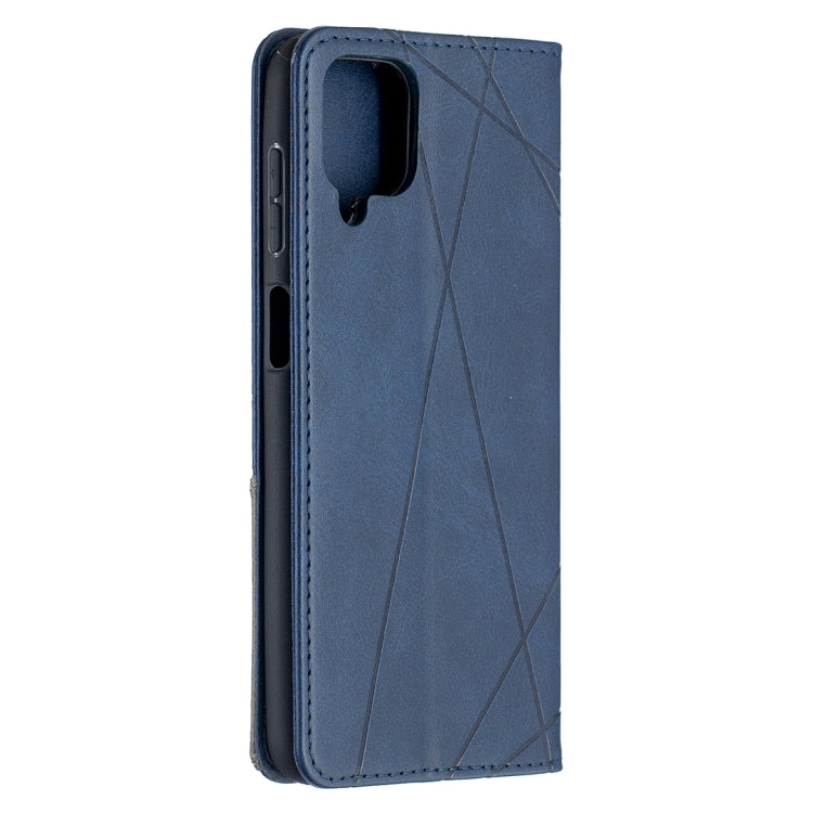 For Samsung Galaxy A12 Prismatic Invisible Magnetic Horizontal Flip Leather Case with Holder & Card Slots & Photo Frame(Blue)