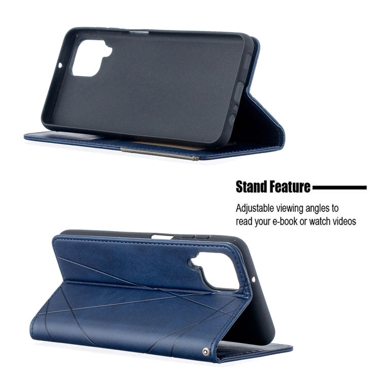 For Samsung Galaxy A12 Prismatic Invisible Magnetic Horizontal Flip Leather Case with Holder & Card Slots & Photo Frame(Blue)