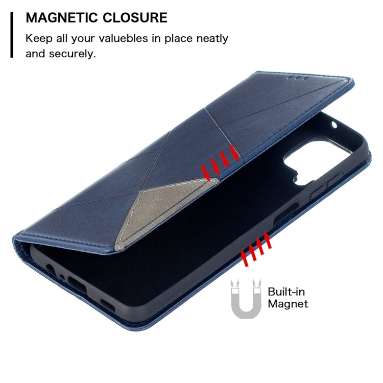For Samsung Galaxy A12 Prismatic Invisible Magnetic Horizontal Flip Leather Case with Holder & Card Slots & Photo Frame(Blue)