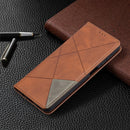 For Samsung Galaxy A12 Prismatic Invisible Magnetic Horizontal Flip Leather Case with Holder & Card Slots & Photo Frame(Brown)