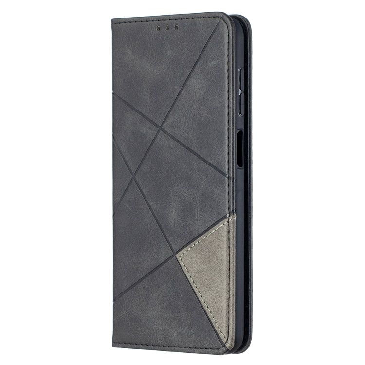 For Samsung Galaxy A12 Prismatic Invisible Magnetic Horizontal Flip Leather Case with Holder & Card Slots & Photo Frame(Black)