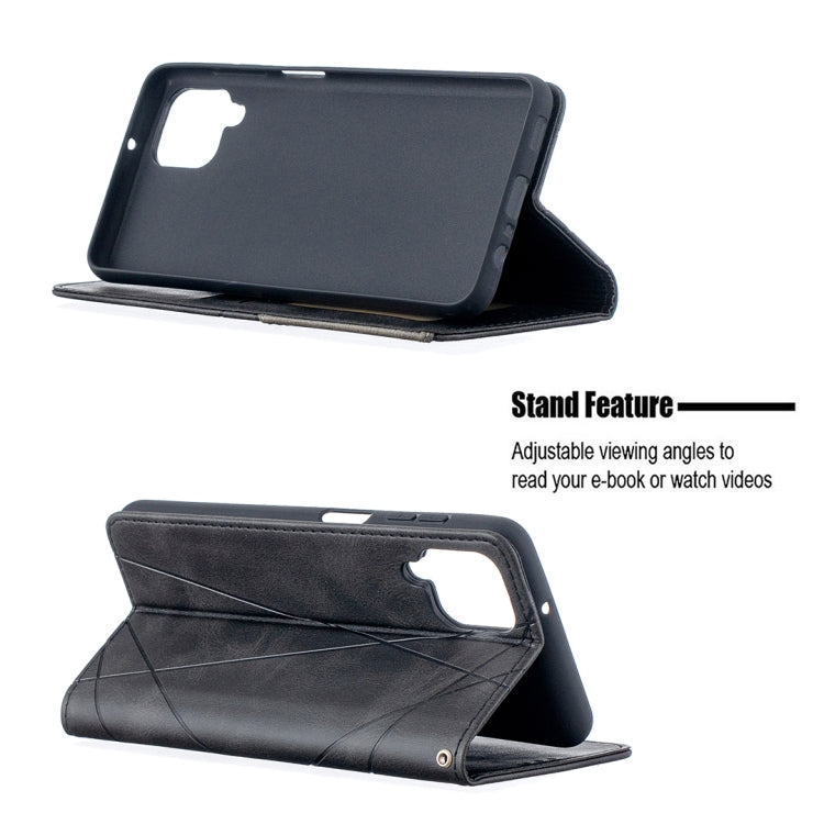 For Samsung Galaxy A12 Prismatic Invisible Magnetic Horizontal Flip Leather Case with Holder & Card Slots & Photo Frame(Black)