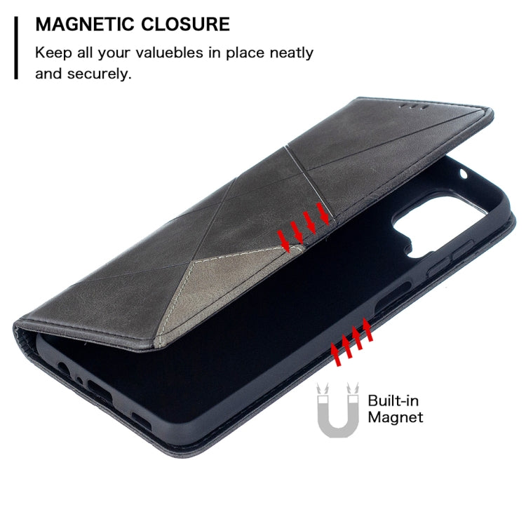 For Samsung Galaxy A12 Prismatic Invisible Magnetic Horizontal Flip Leather Case with Holder & Card Slots & Photo Frame(Black)