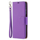 For Samsung Galaxy A12 Litchi Texture Pure Color Horizontal Flip PU Leather Case with Holder & Card Slots & Wallet & Lanyard(Purple)