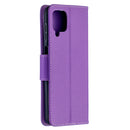 For Samsung Galaxy A12 Litchi Texture Pure Color Horizontal Flip PU Leather Case with Holder & Card Slots & Wallet & Lanyard(Purple)