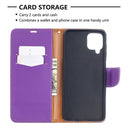 For Samsung Galaxy A12 Litchi Texture Pure Color Horizontal Flip PU Leather Case with Holder & Card Slots & Wallet & Lanyard(Purple)
