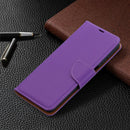 For Samsung Galaxy A12 Litchi Texture Pure Color Horizontal Flip PU Leather Case with Holder & Card Slots & Wallet & Lanyard(Purple)