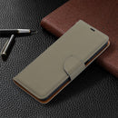 For Samsung Galaxy A12 Litchi Texture Pure Color Horizontal Flip PU Leather Case with Holder & Card Slots & Wallet & Lanyard(Grey)
