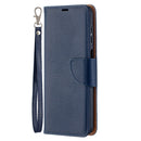 For Samsung Galaxy A12 Litchi Texture Pure Color Horizontal Flip PU Leather Case with Holder & Card Slots & Wallet & Lanyard(Dark Blue)