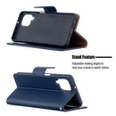 For Samsung Galaxy A12 Litchi Texture Pure Color Horizontal Flip PU Leather Case with Holder & Card Slots & Wallet & Lanyard(Dark Blue)