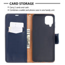 For Samsung Galaxy A12 Litchi Texture Pure Color Horizontal Flip PU Leather Case with Holder & Card Slots & Wallet & Lanyard(Dark Blue)