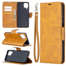 For Samsung Galaxy A12 Retro Lambskin Texture Pure Color Horizontal Flip PU Leather Case with Holder & Card Slots & Wallet & Lanyard(Yellow)