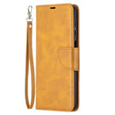 For Samsung Galaxy A12 Retro Lambskin Texture Pure Color Horizontal Flip PU Leather Case with Holder & Card Slots & Wallet & Lanyard(Yellow)