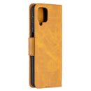 For Samsung Galaxy A12 Retro Lambskin Texture Pure Color Horizontal Flip PU Leather Case with Holder & Card Slots & Wallet & Lanyard(Yellow)