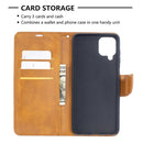 For Samsung Galaxy A12 Retro Lambskin Texture Pure Color Horizontal Flip PU Leather Case with Holder & Card Slots & Wallet & Lanyard(Yellow)