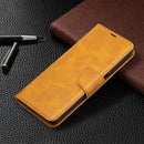 For Samsung Galaxy A12 Retro Lambskin Texture Pure Color Horizontal Flip PU Leather Case with Holder & Card Slots & Wallet & Lanyard(Yellow)