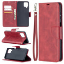 For Samsung Galaxy A12 Retro Lambskin Texture Pure Color Horizontal Flip PU Leather Case with Holder & Card Slots & Wallet & Lanyard(Red)