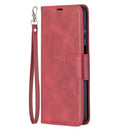 For Samsung Galaxy A12 Retro Lambskin Texture Pure Color Horizontal Flip PU Leather Case with Holder & Card Slots & Wallet & Lanyard(Red)