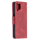 For Samsung Galaxy A12 Retro Lambskin Texture Pure Color Horizontal Flip PU Leather Case with Holder & Card Slots & Wallet & Lanyard(Red)