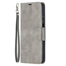 For Samsung Galaxy A12 Retro Lambskin Texture Pure Color Horizontal Flip PU Leather Case with Holder & Card Slots & Wallet & Lanyard(Grey)