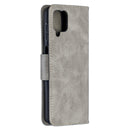 For Samsung Galaxy A12 Retro Lambskin Texture Pure Color Horizontal Flip PU Leather Case with Holder & Card Slots & Wallet & Lanyard(Grey)