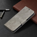 For Samsung Galaxy A12 Retro Lambskin Texture Pure Color Horizontal Flip PU Leather Case with Holder & Card Slots & Wallet & Lanyard(Grey)
