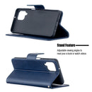 For Samsung Galaxy A12 Retro Lambskin Texture Pure Color Horizontal Flip PU Leather Case with Holder & Card Slots & Wallet & Lanyard(Blue)