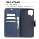 For Samsung Galaxy A12 Retro Lambskin Texture Pure Color Horizontal Flip PU Leather Case with Holder & Card Slots & Wallet & Lanyard(Blue)