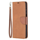 For Samsung Galaxy A12 Retro Lambskin Texture Pure Color Horizontal Flip PU Leather Case with Holder & Card Slots & Wallet & Lanyard(Brown)