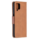For Samsung Galaxy A12 Retro Lambskin Texture Pure Color Horizontal Flip PU Leather Case with Holder & Card Slots & Wallet & Lanyard(Brown)