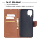 For Samsung Galaxy A12 Retro Lambskin Texture Pure Color Horizontal Flip PU Leather Case with Holder & Card Slots & Wallet & Lanyard(Brown)