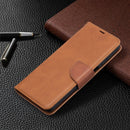For Samsung Galaxy A12 Retro Lambskin Texture Pure Color Horizontal Flip PU Leather Case with Holder & Card Slots & Wallet & Lanyard(Brown)