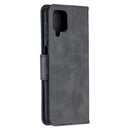 For Samsung Galaxy A12 Retro Lambskin Texture Pure Color Horizontal Flip PU Leather Case with Holder & Card Slots & Wallet & Lanyard(Black)
