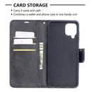 For Samsung Galaxy A12 Retro Lambskin Texture Pure Color Horizontal Flip PU Leather Case with Holder & Card Slots & Wallet & Lanyard(Black)