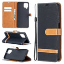 For Samsung Galaxy A12 Lite Color Matching Denim Texture Horizontal Flip Leather Case with Holder & Card Slots & Wallet & Lanyard(Black)