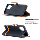 For Samsung Galaxy A12 Lite Color Matching Denim Texture Horizontal Flip Leather Case with Holder & Card Slots & Wallet & Lanyard(Black)