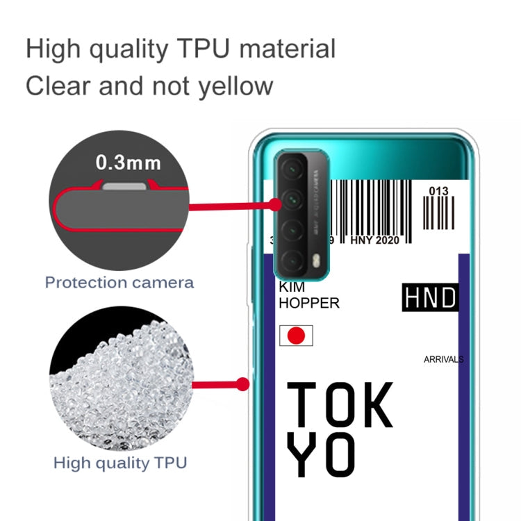 For Huawei P Smart 2021 / Y7A Boarding Pass Series TPU Phone Protective Case(Flag Tokyo)